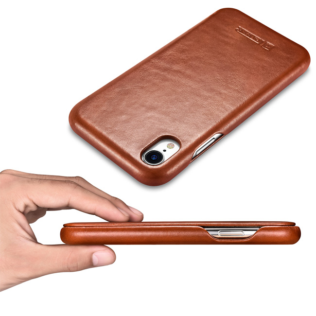 ICARER 復古曲風 iPhone XR (6.1吋) 磁吸側掀真皮皮套