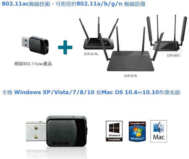 D-Link DWA-171-C AC600 MU-MIMO 雙頻無線網卡