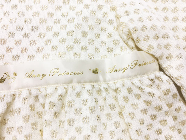 Annys高級針織蕾絲珍珠金蔥壓紋長袖洋裝*6278米白