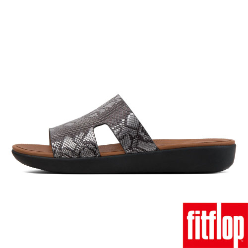 FitFlop H-BAR蛇紋厚底涼鞋黑色