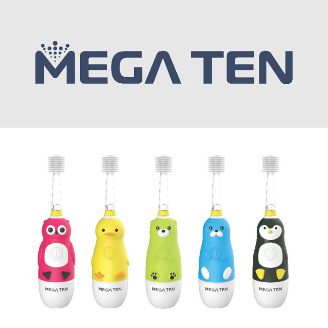 日本Mega Ten幼童電動牙刷貓頭鷹+專用刷頭(2入)