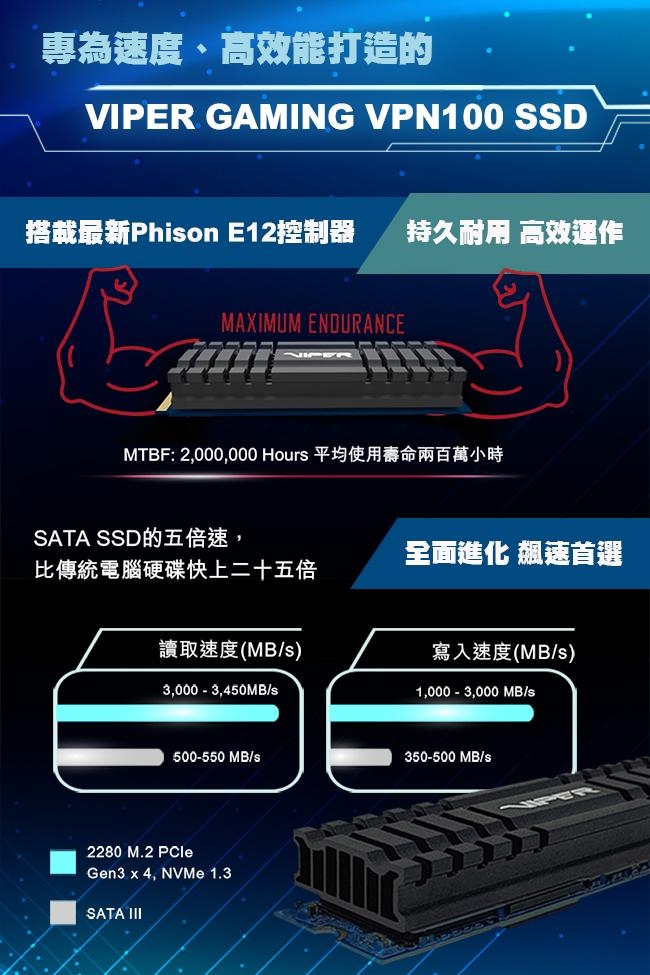 VIPER美商博帝 VPN100 2TB M.2 2280 PCIE SSD固態硬碟