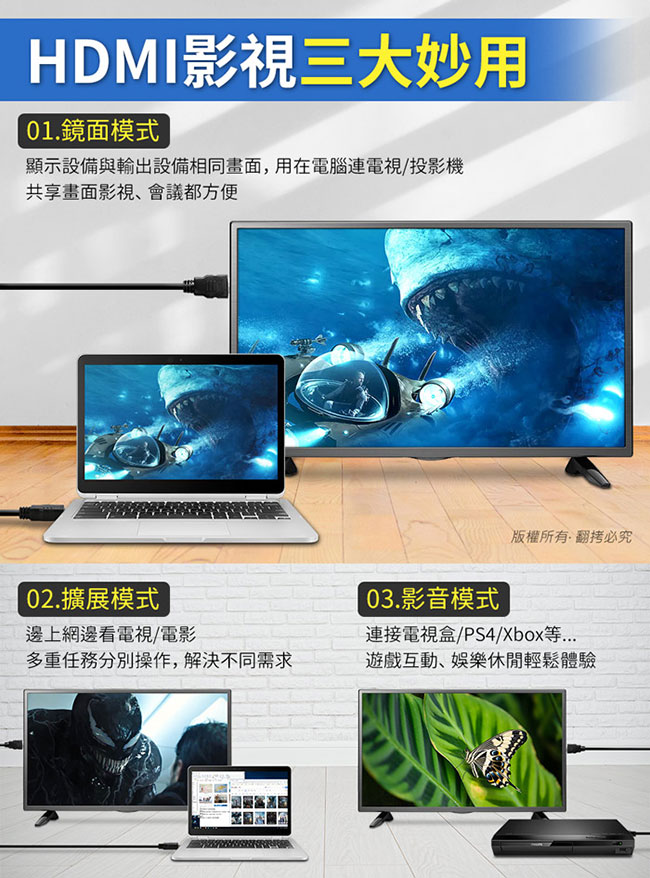 aibo HDMI 1.4版 A公-A公 高畫質3D影像傳輸線-5M