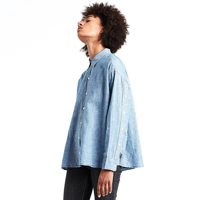 Levis 女款 牛仔襯衫 Oversize 寬鬆版型 亞麻混紡