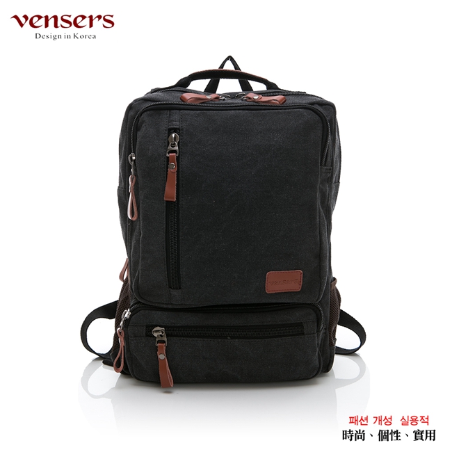 vensers 韓潮棉麻包系列~後背包(D056902黑色)
