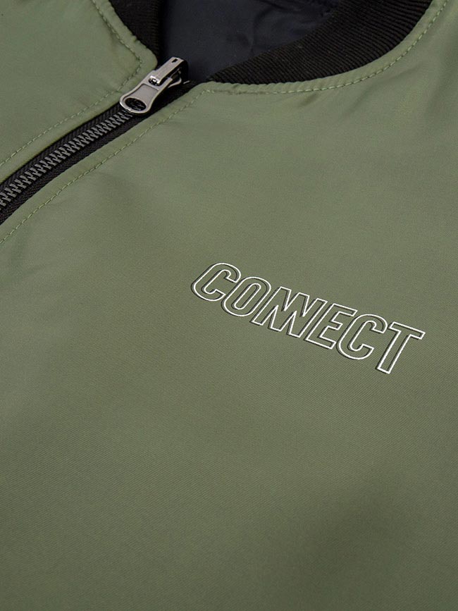 H:CONNECT 韓國品牌 女裝-特色印字兩穿飛行外套-綠