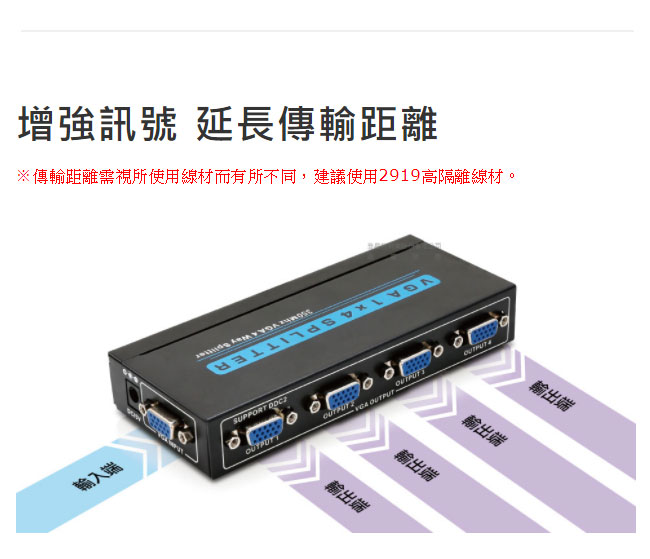 Uptech 登昌恆 VS413 4-Port VGA螢幕分配器