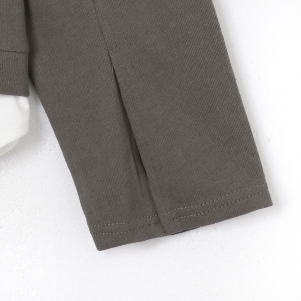 高含棉假兩件式拼接下襬袖開衩造型上-OB大尺碼