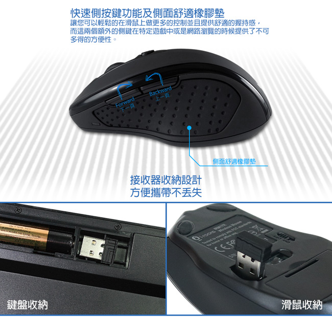 i-Rocks K01RP 2.4G無線鍵盤滑鼠組-黑色