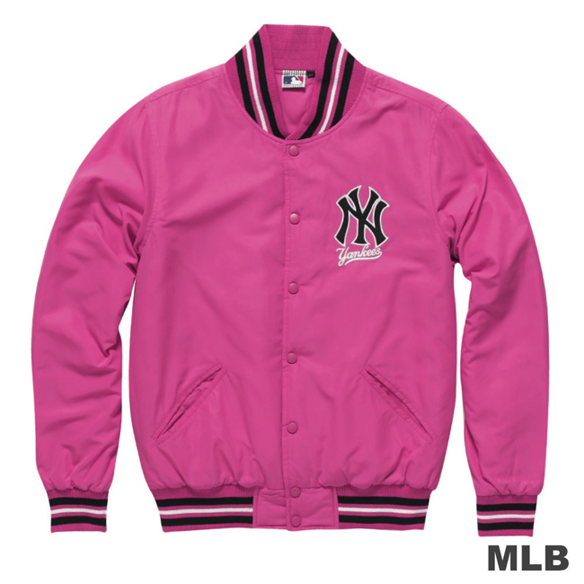 MLB-紐約洋基隊鋪棉玩色棒球外套-粉紅(男)
