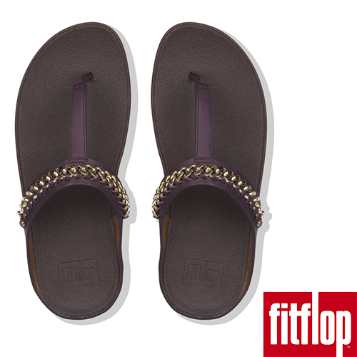 FINO CHAIN LEATHER TOE-THONGS-深梅色