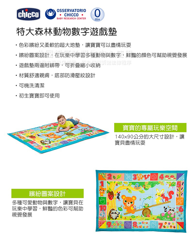 chicco-特大森林動物數字遊戲墊