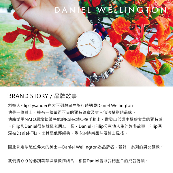 DW Daniel Wellington 皮革女錶-白x玫瑰金/36mm