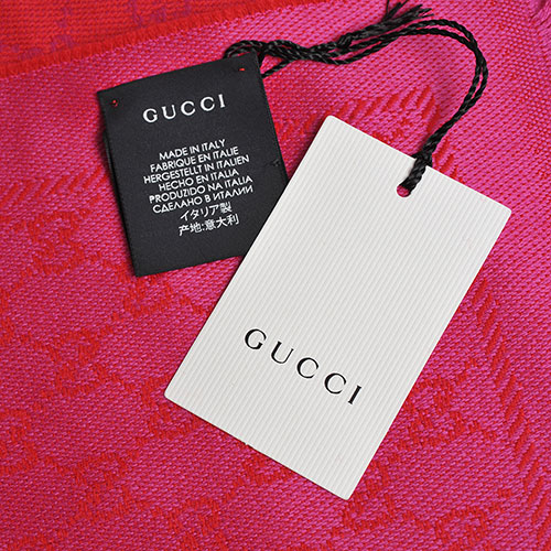 GUCCI SC NEW STEN GG LOGO羊毛雙面寬版披肩/圍巾(紅/桃紅)