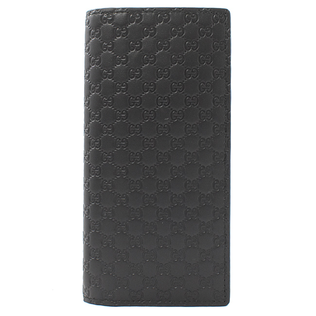 GUCCI Guccissima 小LOGO牛皮對開長夾(黑)