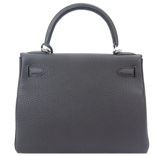 HERMES KELLY TOGO皮手提/肩背凱莉包(28CM/黑89 /銀釦)