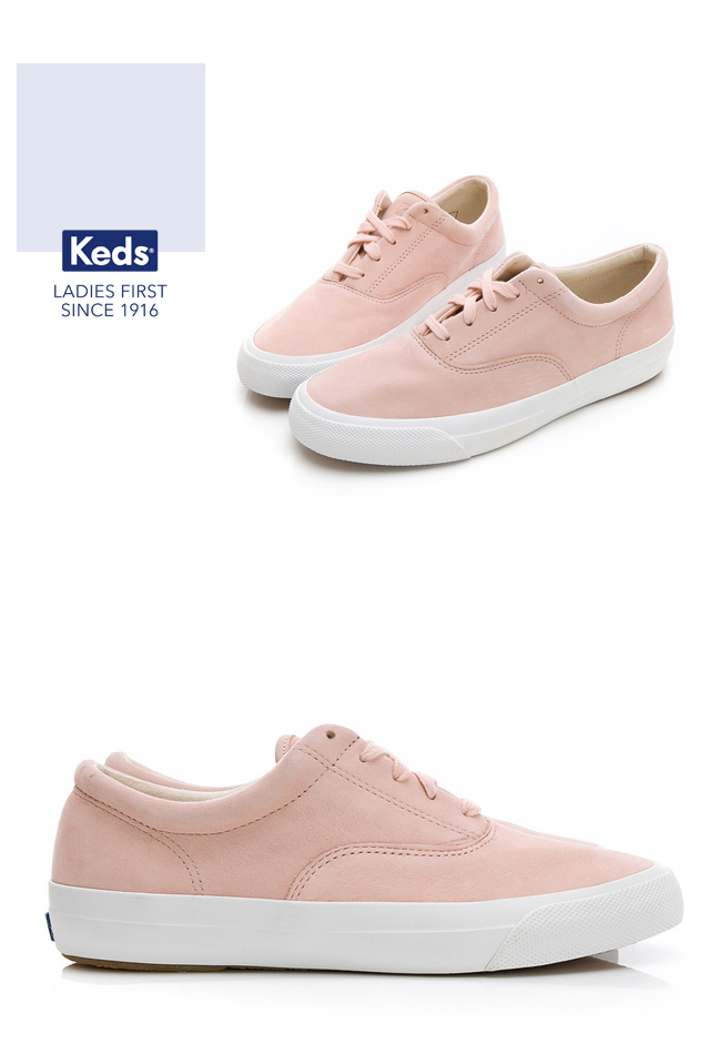 Keds ANCHOR 霧感復刻綁帶休閒鞋-粉橘