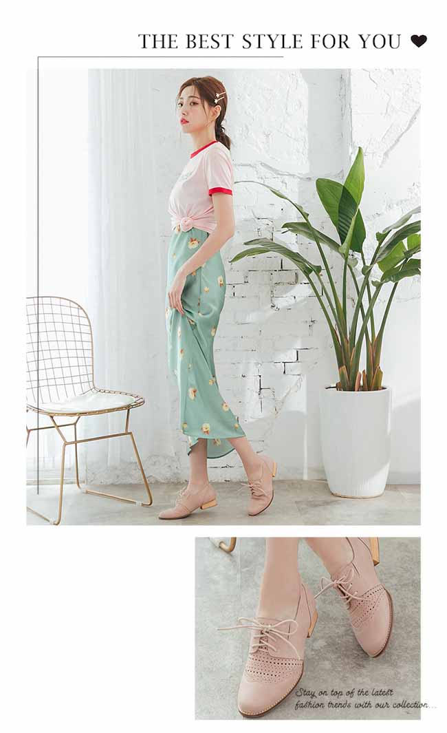 BESO 甜美時尚 少女心綁帶牛津鞋~粉