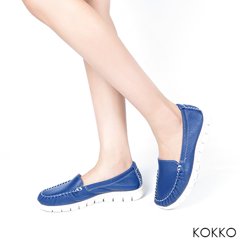 KOKKO -素面真皮輕量手工莫卡辛便鞋-莫藍迪