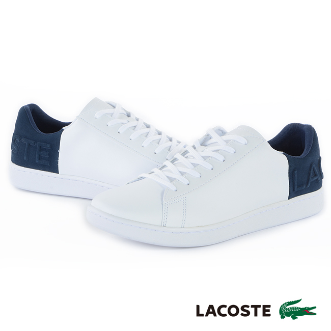 LACOSTE 女用真皮休閒鞋-白/藍