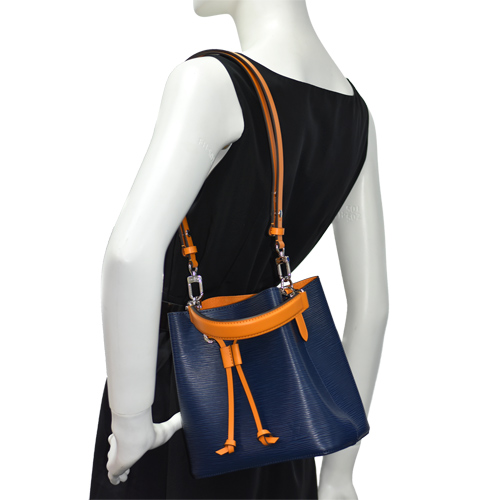 LV M53610經典Neonoe BB EPI撞色束口斜背/肩背水桶包(靛藍/姜黃色)