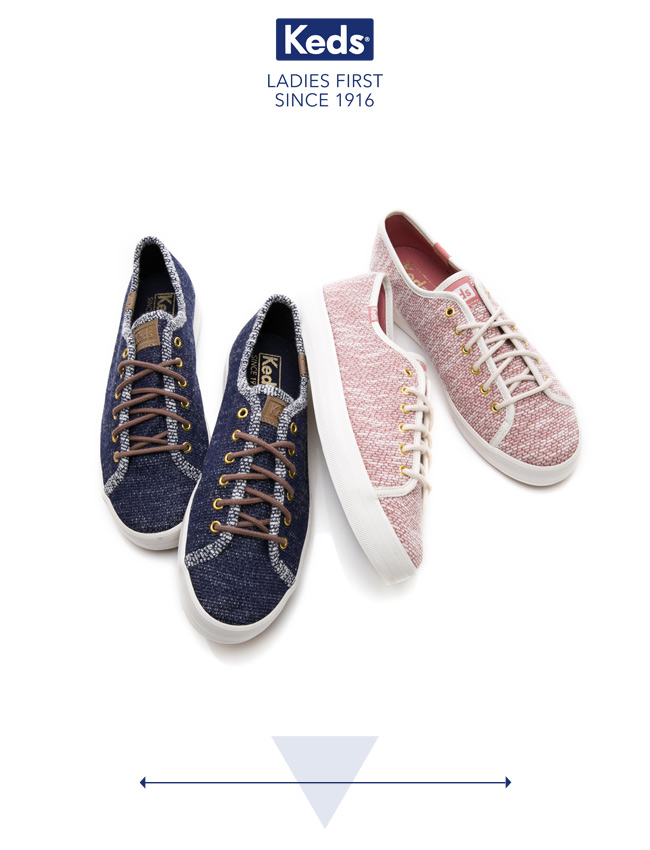 Keds KICKSTART 毛圈線紗綁帶休閒鞋-藍色