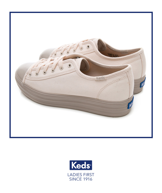 Keds TRIPLE KICK 復刻厚底綁帶休閒鞋-粉紅/灰