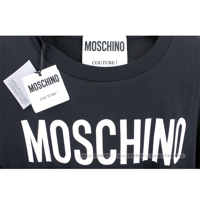 MOSCHINO 品牌LOGO印花黑色棉質T恤