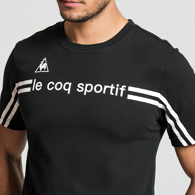 le coq sportif 法國公雞牌運動潮流圓領短袖T恤 男-黑