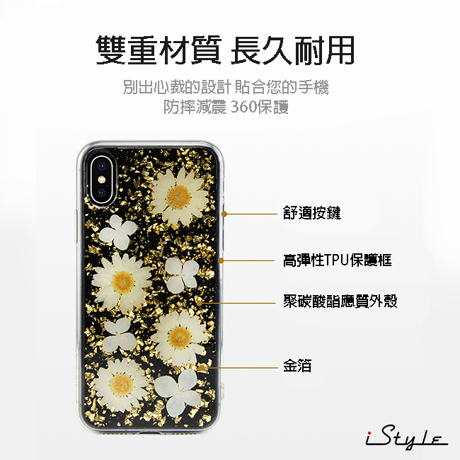 iStyle iPhone X/XS 5.8吋 銀箔花手機殼