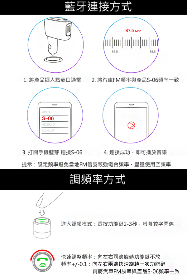 Baseus車用藍芽 MP3撥放雙USB車充/FM調頻