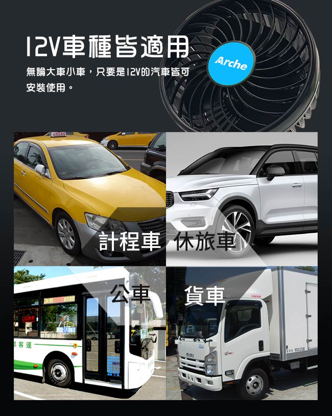 [Arche]艾鉅6吋車用DC12v 車用渦流循環扇