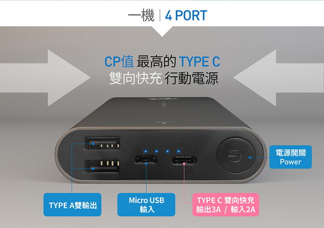 TCSTARTYPE C雙向快充行電 12000M30AMBK120301