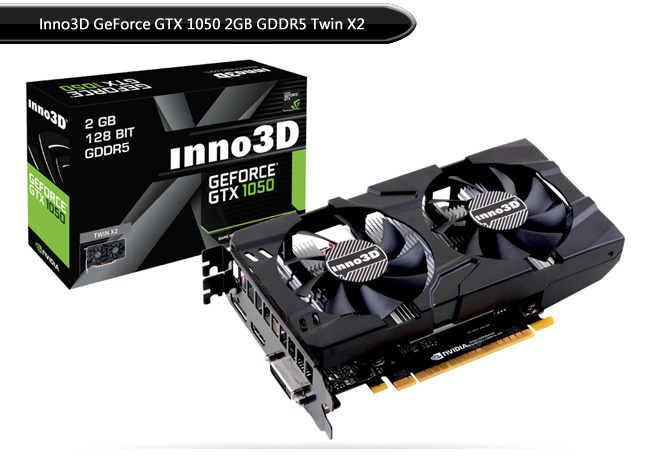 映眾顯示卡Inno3D GeForce GTX1050 2GB GDDR5 Twin X2