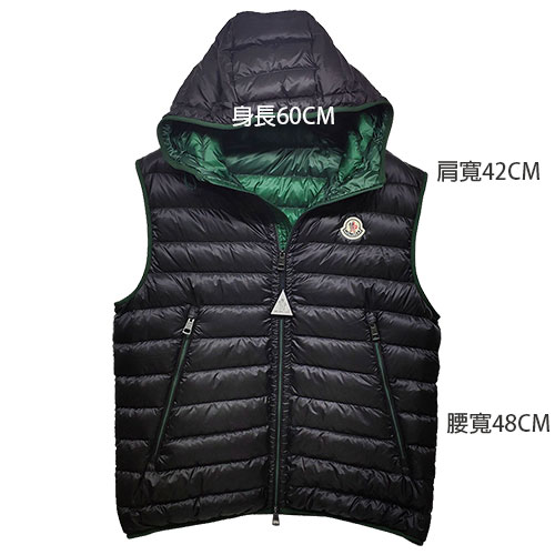 MONCLER MORELLET品牌經典羽絨車縫連帽背心(黑/綠)