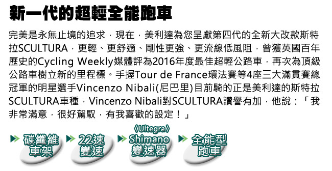 (無卡分期-12期)《MERIDA》全能型碳纖跑車 SCULTURA 斯特拉6000 綠2018