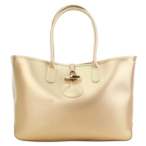 Longchamp Roseau Metal系列 竹節肩背包-金