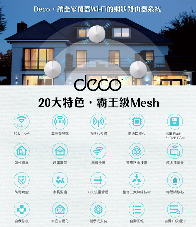 TP-Link Deco M9 Plus Mesh 無線三頻網路wifi分享系統網狀路由器