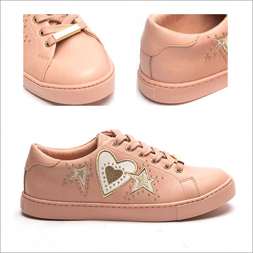 ALDO 原色美式塗鴉綴金屬鉚釘圓珠綁帶式休閒鞋~裸粉紅色