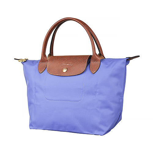 LONGCHAMP LE PLIAGE壓印LOGO短提把尼龍摺疊拉鍊手提包(小/薰衣草紫)