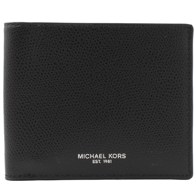 MICHAEL KORS WARREN經典牛皮對開八卡短夾(黑)