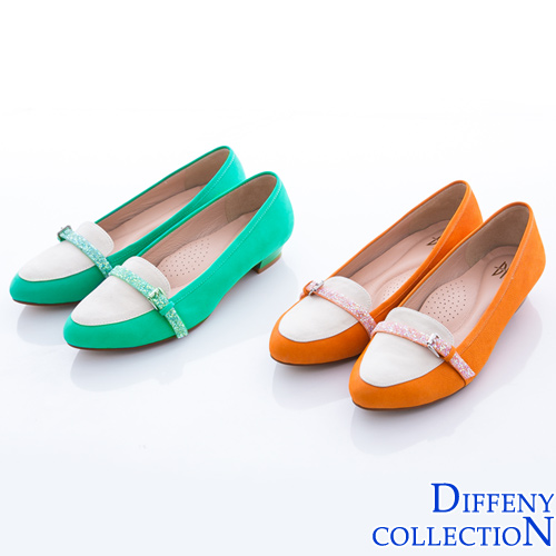 DN 繽紛馬卡龍 真皮水鑽邊帶尖頭鞋-桃