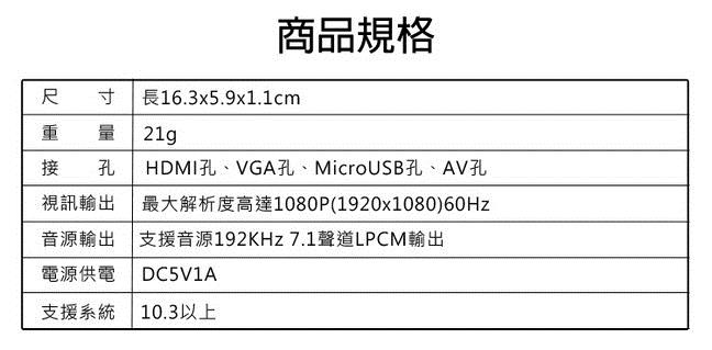 Lightning轉HDMI/VGA/AV/Lightning電源 影音轉換器