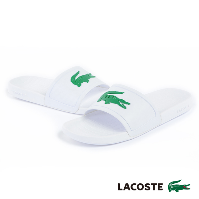 LACOSTE 女用休閒拖鞋-白色