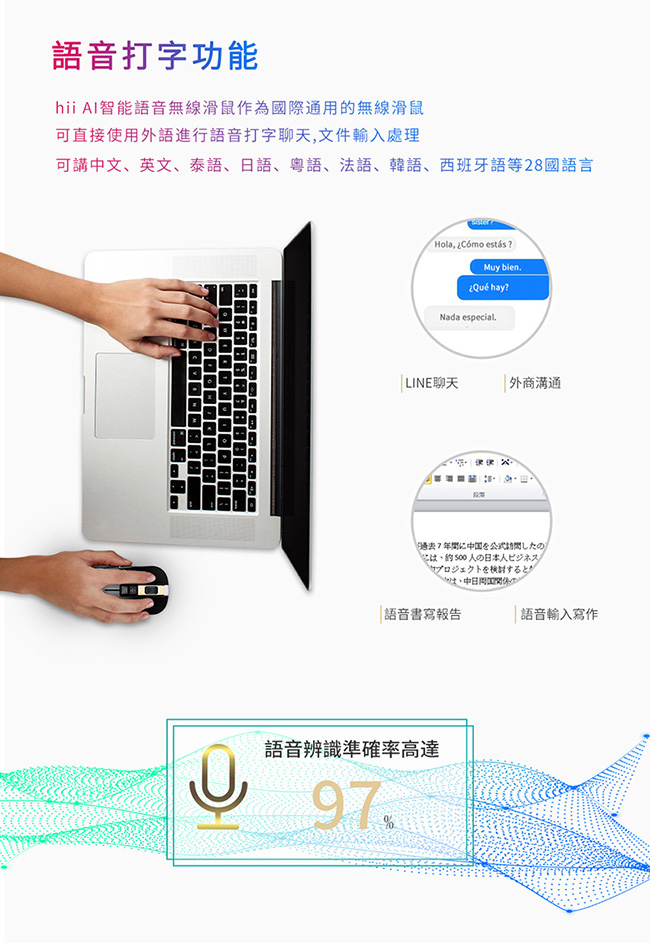 Hii AI語音翻譯滑鼠 (聲音打字/翻譯神器/懶人必備)