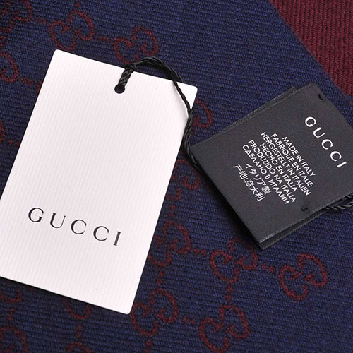 GUCCI SU SOGI 經典GG LOGO羊毛雙面寬版造型圍巾(酒紅/深藍)