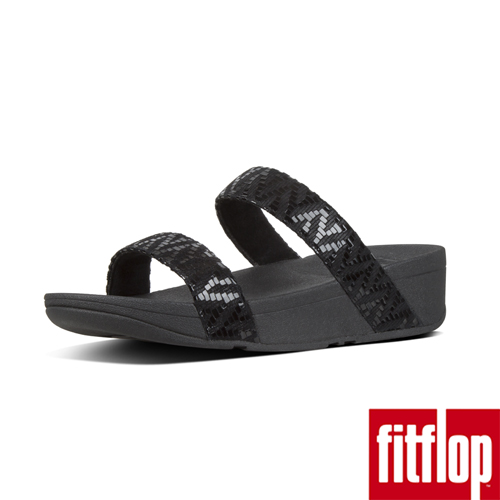 FitFlop LOTTIE CHEVRON SUEDE SLIDES-黑色