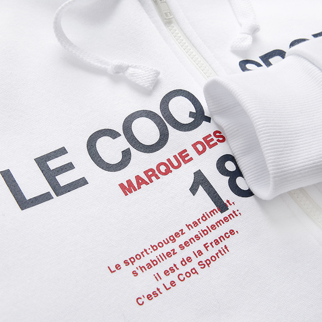 le coq sportif 法國公雞牌刷毛連帽外套 男-白