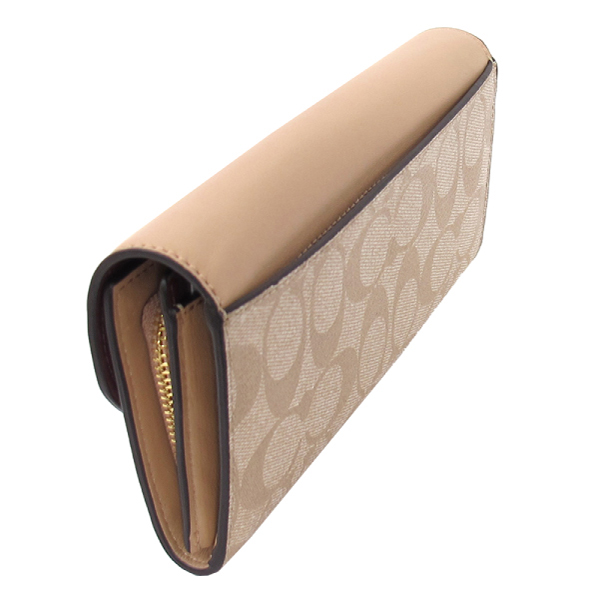 COACH 經典 PVC / 信封式轉釦長夾(卡其米)