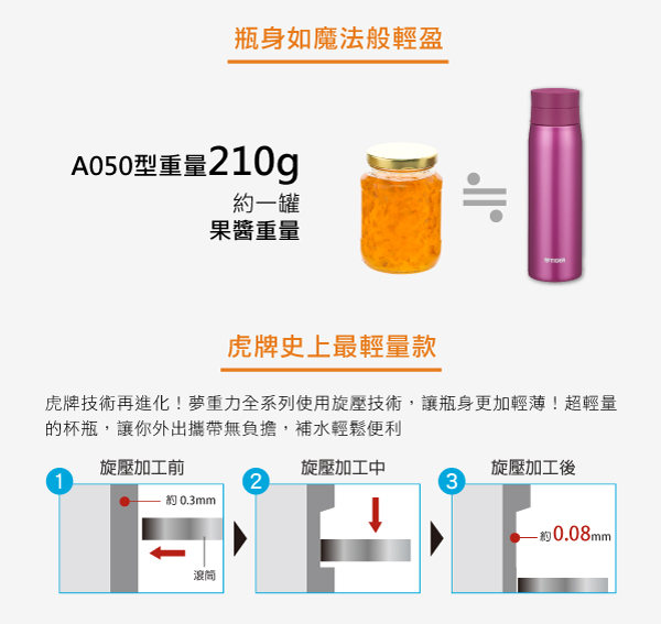 TIGER虎牌 夢重力超輕量旋開式保冷保溫杯500cc(MCY-A050)(快)